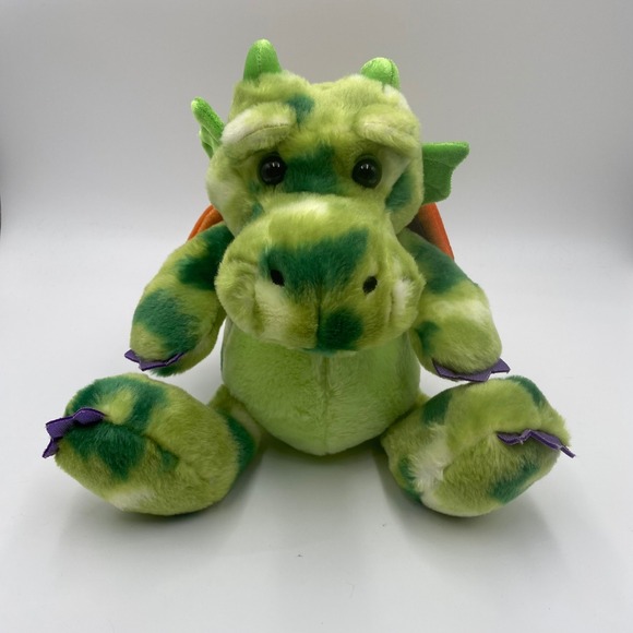 Aurora Green Dragon Plush Camo Orange Wings Animal Toy 10 inch Kids Collectible - Picture 1 of 7